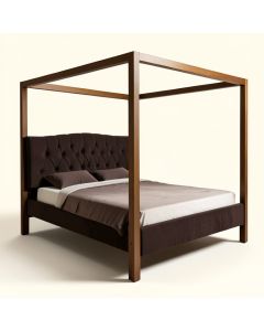 Atcan Queen Tufted Upholstered Low Profile Four Poster Bed (synthetic illustration; no displayed measurements)