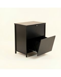 Olive Crest Freestanding Pull-Out Hamper Cabinet - Black (synthetic illustration; no displayed measurements)