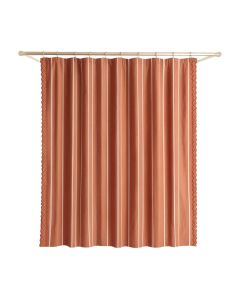 Juniper Edge Shower Curtain Hanging Flat From A Plain Rod - Terracotta
