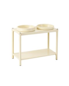 Fern Dale Pet Feeding Stand With Two Plain Empty Bowls - Cream (synthetic illustration; no displayed measurements)