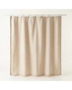 Flint Dale Shower Curtain Hanging Flat From A Plain Rod - Beige (synthetic illustration; no displayed measurements)