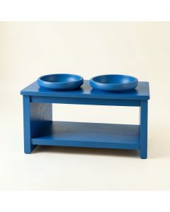 Harbor Falls Pet Feeding Stand With Two Plain Empty Bowls - Blue (synthetic illustration; no displayed measurements)