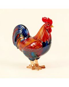 Art Glass Rooster Figurine (synthetic illustration; no displayed measurements)