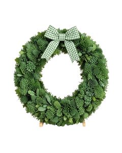 Pickup Truck With Checkered Bow 18 '' Polyethylene ( Pe ) Wreath (synthetic illustration; no displayed measurements)