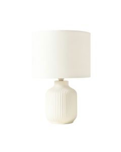 Heath Crest Table Lamp With A Plain Fabric Shade - White