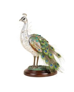 Belvue Bejeweled Lovely Peacock On Pedestal Figurine