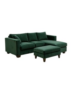 Dilbagh Velvet Sofa & Chaise With Ottoman