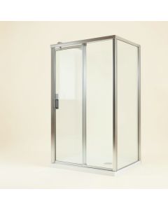 Caspian 59 '' W X 73.5 '' H Double Sliding Frameless Shower Door (synthetic illustration; no displayed measurements)