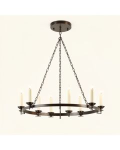 Natal 8 - Light Candle Style Wagon Wheel Chandelier (synthetic illustration; no displayed measurements)