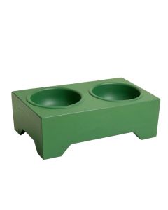 Glen Crest Pet Feeding Stand With Two Plain Empty Bowls - Green