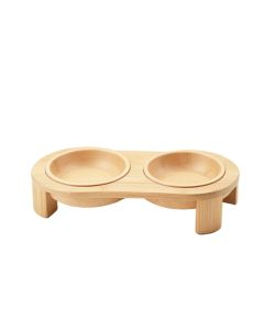Fern Bluff Pet Feeding Stand With Two Plain Empty Bowls - Beige