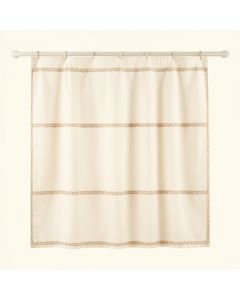 Dawn Falls Shower Curtain Hanging Flat From A Plain Rod - Ivory (synthetic illustration; no displayed measurements)