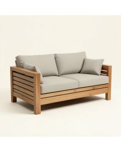 Gilus 90 '' Wide Outdoor Teak Patio Sofa With Cushions (synthetic illustration; no displayed measurements)