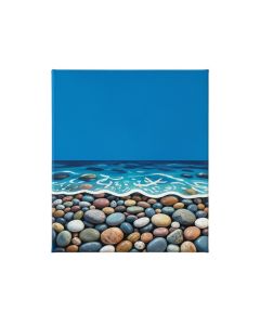 Blue Seashore With Pebble Stones - 3 Piece Graphic Art On Wrapped Canvas Set