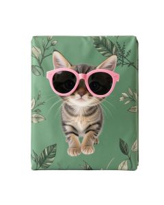 Kitten Wearing Pink Sun Glasses Cool Hipster Cat Fashion Fun Pets Sheet Set (synthetic illustration; no displayed measurements)
