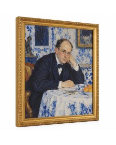 Portrait Of M.V . Dobuzhinsky At The Table By Kustodiev - Picture Frame Painting Print On Canvas