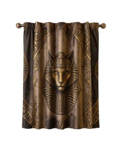 Occult Vintage Legendary Mystical Egyptian Cat Eye Of God Horus Sphinx Icon Design Graphic Print & Text Semi-Sheer Rod Pocket Curtain Panel (synthetic illustration; no displayed measurements)