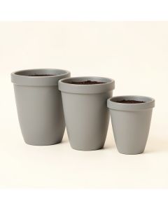 Happy Planter Planter , Set Of 3 ( Large , Med , Small ) , Pigeon Grey (synthetic illustration; no displayed measurements)