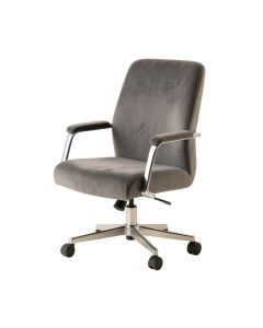 Modern Velvet Office Chair , Armchair Gray Desk Chair , Ajustable Height 360 Revolving Chair