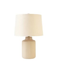 Clay Crest Table Lamp With A Plain Fabric Shade - Beige