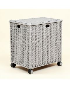 Vidaxl 0 Gallons Gallon Water Resistant Acacia Wicker Deck Box With Wheels In Light Grey (synthetic illustration; no displayed measurements)