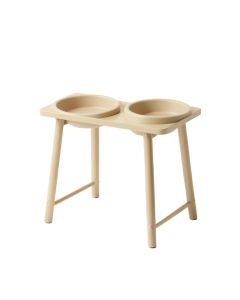 Dune Edge Pet Feeding Stand With Two Plain Empty Bowls - Beige