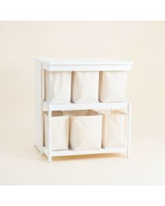 Dawn Arc Laundry Sorting Station With Plain Removable Bags (synthetic illustration; no displayed measurements)