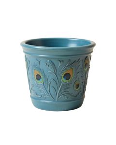 Charleroi Embossed Teal Blue Terracotta Planter