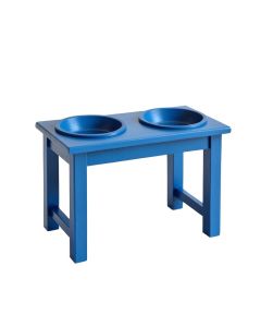 Holly Edge Pet Feeding Stand With Two Plain Empty Bowls - Blue