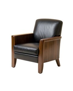 Leather Arm Chair In Walnut/Black