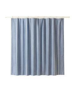 Fern Branch Shower Curtain Hanging Flat From A Plain Rod - Blue (synthetic illustration; no displayed measurements)
