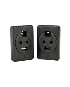Two Desk Edge Mount Power Outlets With Usb Charge Ports