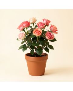 Roses Plant In Pot (synthetic illustration; no displayed measurements)