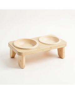 Clay Brook Pet Feeding Stand With Two Plain Empty Bowls - Ivory (synthetic illustration; no displayed measurements)