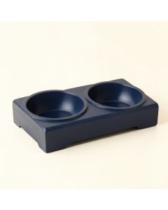 Alder Bridge Pet Feeding Stand With Two Plain Empty Bowls - Navy (synthetic illustration; no displayed measurements)