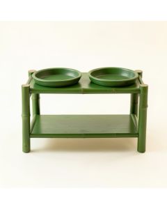 Hill Crest Pet Feeding Stand With Two Plain Empty Bowls - Green (synthetic illustration; no displayed measurements)