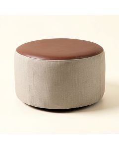 Garonzik Faux Leather Round Storage Ottoman (synthetic illustration; no displayed measurements)