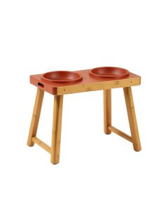 River Brook Pet Feeding Stand With Two Plain Empty Bowls - Terracotta (synthetic illustration; no displayed measurements)