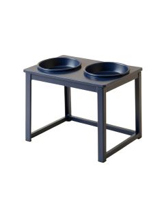 Lake Edge Pet Feeding Stand With Two Plain Empty Bowls - Navy