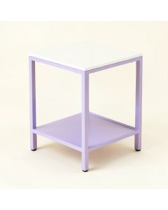 Beejay Metal Nightstand In White/Light Purple (synthetic illustration; no displayed measurements)