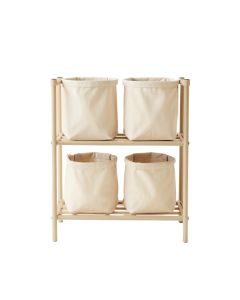 Holly Bluff Laundry Sorting Station With Plain Removable Bags - Beige