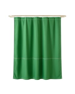 Linden Bridge Shower Curtain Hanging Flat From A Plain Rod - Green (synthetic illustration; no displayed measurements)