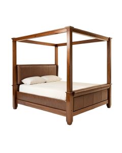 Miroir King Solid Wood And Upholstered Low Profile Four Poster Bed