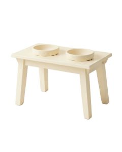 Linden Crest Pet Feeding Stand With Two Plain Empty Bowls - Cream