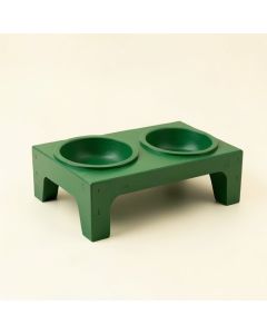 Meadow Canyon Pet Feeding Stand With Two Plain Empty Bowls - Green (synthetic illustration; no displayed measurements)