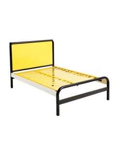 Metal Platform Bed With Headboard And Footboard , Yellow , Full