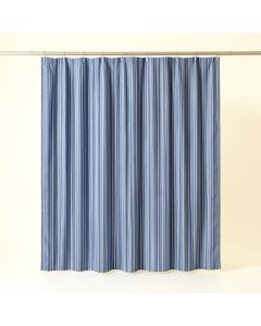 Alder Crossing Shower Curtain Hanging Flat From A Plain Rod - Blue (synthetic illustration; no displayed measurements)