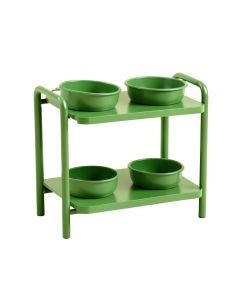 Summit Brook Pet Feeding Stand With Two Plain Empty Bowls - Green (synthetic illustration; no displayed measurements)