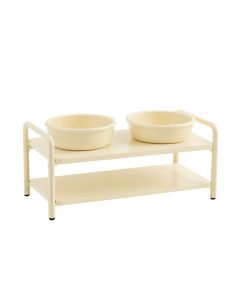 Willow Canyon Pet Feeding Stand With Two Plain Empty Bowls - Cream (synthetic illustration; no displayed measurements)