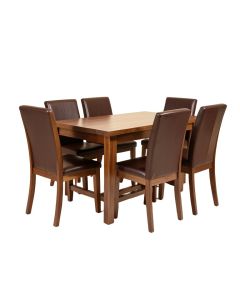 Aldaco 5 - Piece Rubberwood Solid Wood Dining Set (synthetic illustration; no displayed measurements)